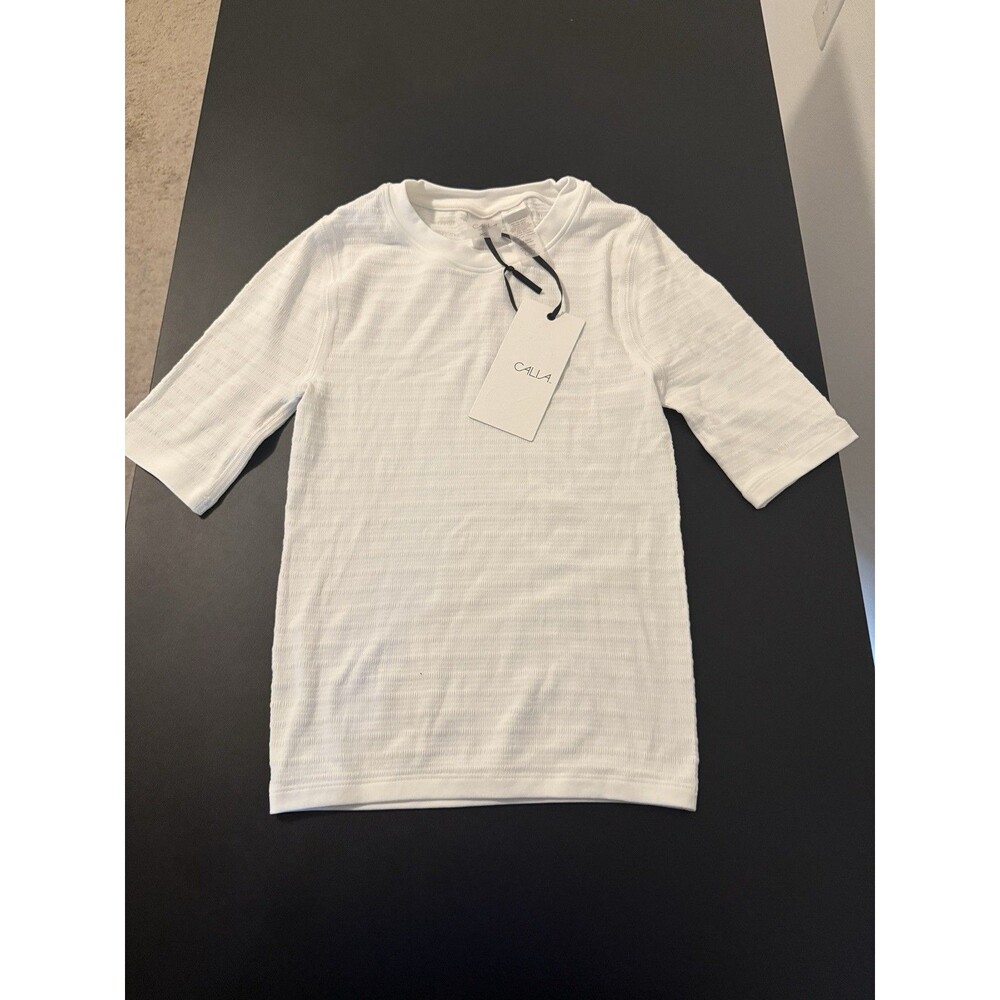 CALIA Focus Seamless Crop Tee Womens XS Pure White NWT $48 Workout Gym